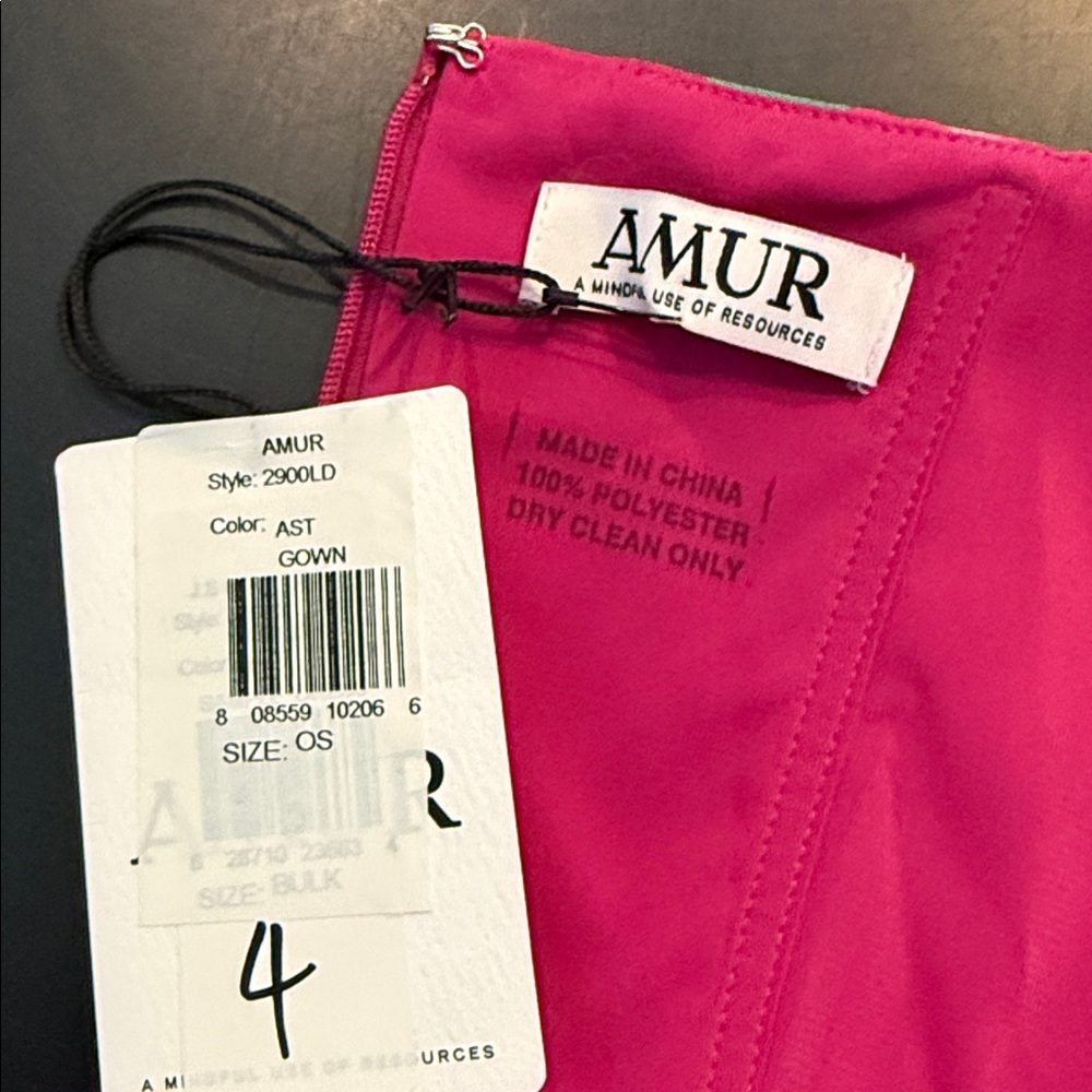 AMUR NWT Raspberry Floral One Shoulder Pleated Maxi Gown Wedding Guest Dress - Picture 7 of 10